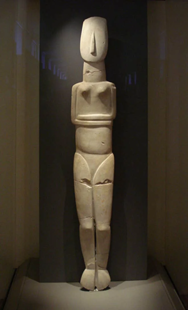 The artistic genius of a 5,600-year-old ancient culture: this 1.5m-tall marble statue is the largest known example of Cycladic sculpture (National Archaeological Museum of Athens)