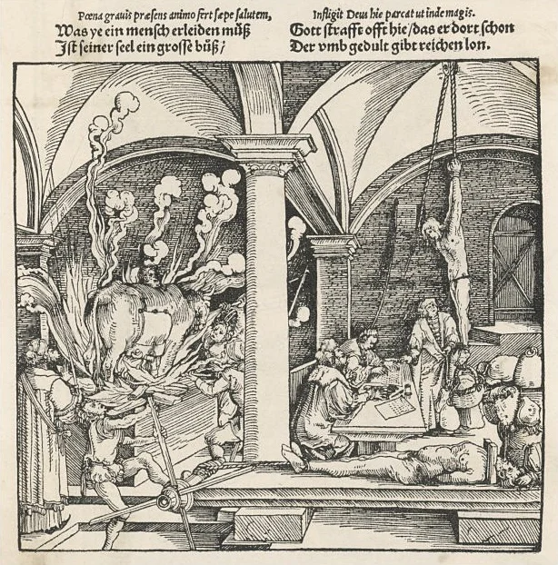 Drawing of a brazen bull by Hans Burgkmair