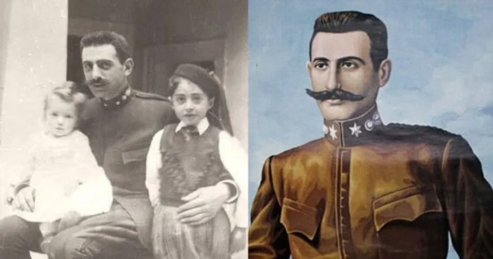Pavlos Melas with his children (left)