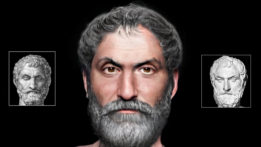Thales of Miletus reconstrucción facial del matemático griego