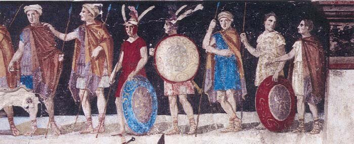 Fresco of Macedonian soldiers