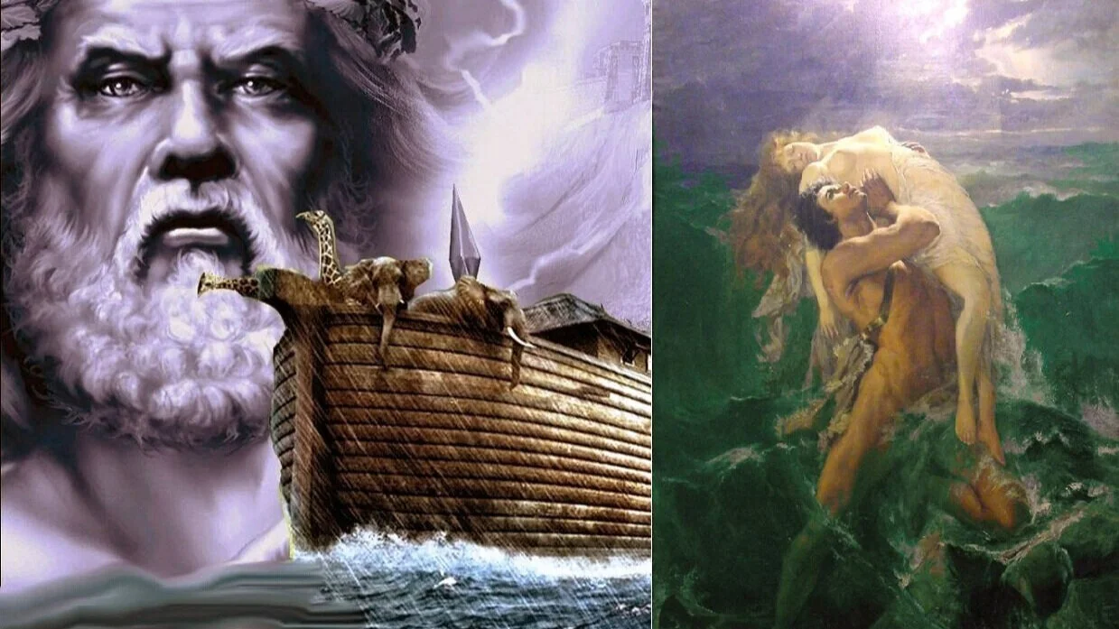 Why did Zeus eradicate the corrupt human race with cataclysm and how was humanity re-created?