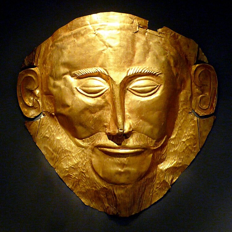 Agamemnon, king of Mycenae. Gold funerary mask.