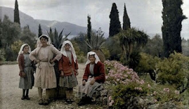   Women and girls in Agioi Deka on Corfu  