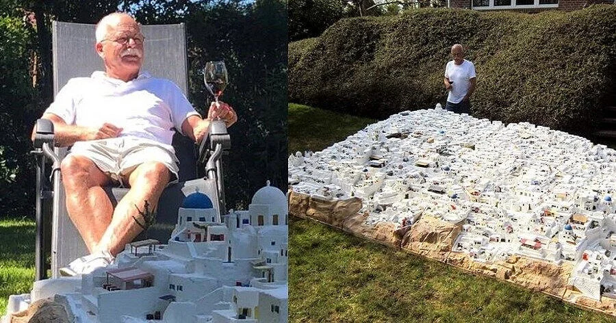 A Dutchman built a miniature of Santorini in his garden as he is unable to travel there due to the coronavirus pandemic.