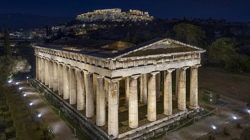 See the new illumination in the Temple of Hephaestus and the Monument of Philopappos
