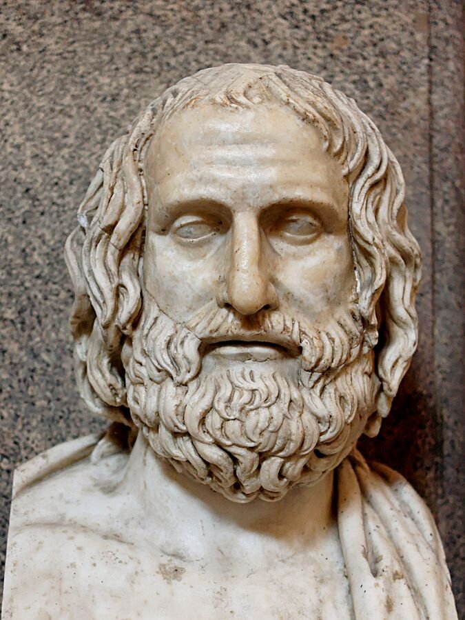 Bust of Euripides: Roman marble copy of a fourth-century BC Greek original (Museo Pio-Clementino, Rome)