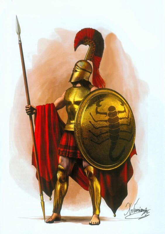 Aohina Ancient Greek Hoplite with Spear in Red uniform 
