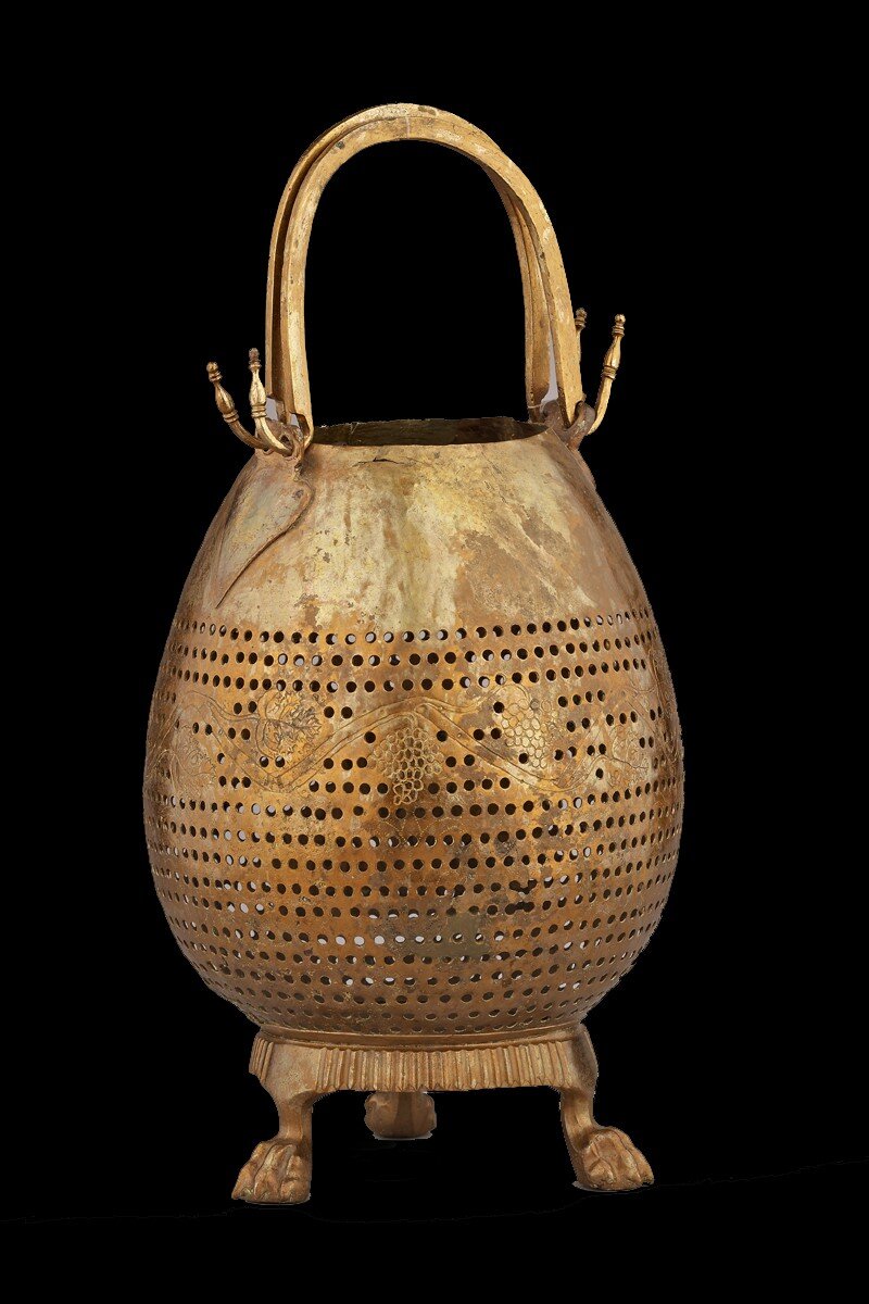   BRONZE VESSEL, PERFORATED FOR THE DISPERSAL OF LIGHT FROM THE LAMP PLACED WITHIN, DERVENI, TOMB Α, 325-300 BC  