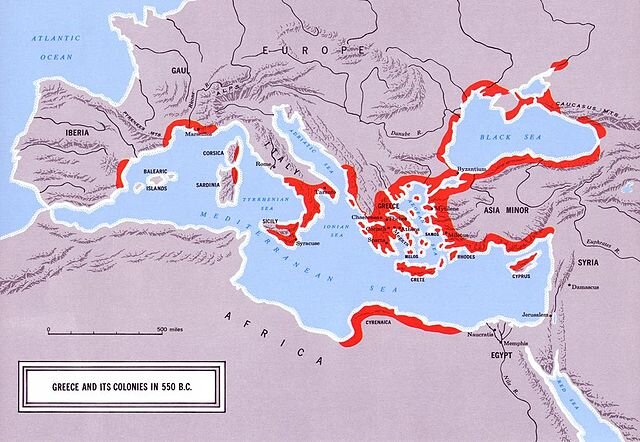 Greece and it's colonies in 550 BC