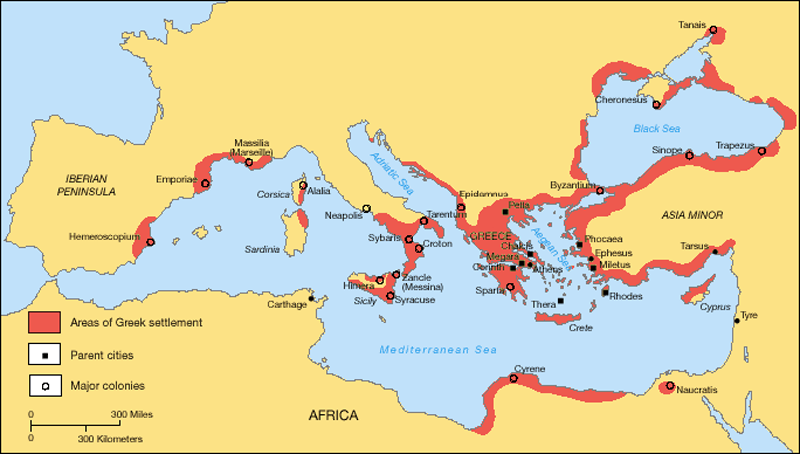 Greek city-states and colonies before Alexander’s conquests and the Hellenistic Period map by World History US
