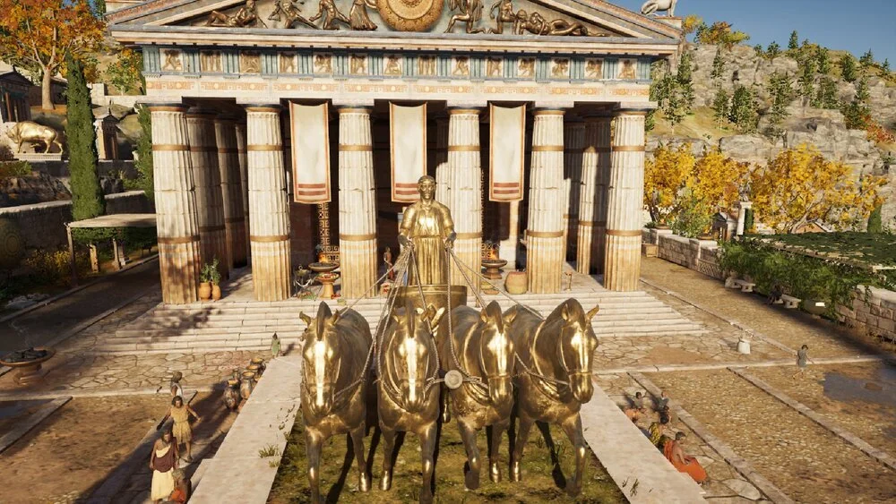   Front of the statue as it appears in the famous game of Ubisoft, Assasin’s Creed Odyssey.