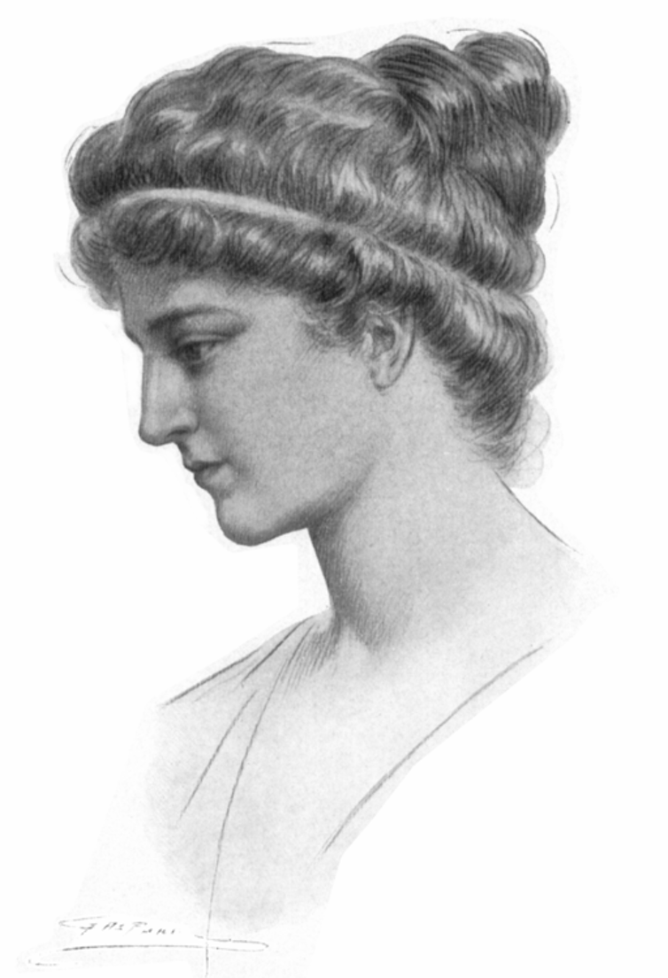 A portrait of Hypatia by Jules Maurice Gaspard, originally the illustration for Elbert Hubbard’s 1908 fictional biography. Wikimedia Commons