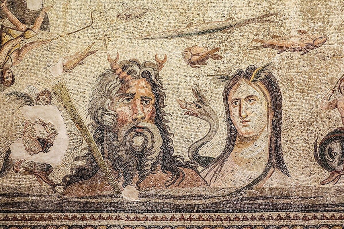 Oceanus and Tethys, mosaic in Zeugma Mosaic Museum, Turkey
