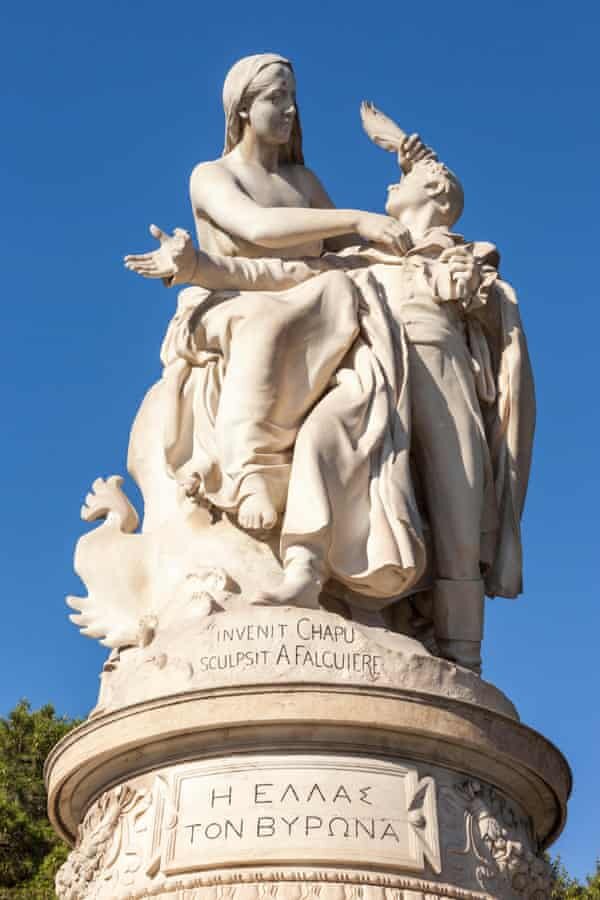 A statue of Lord Byron in Athens. The poet remains a hero in Greece. Photograph: Melvyn Longhurst/Alamy