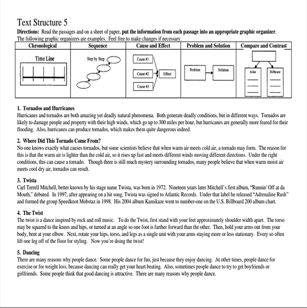 Students must be able to recognize the structures of any text. Use this practice sheet to guide their understanding.