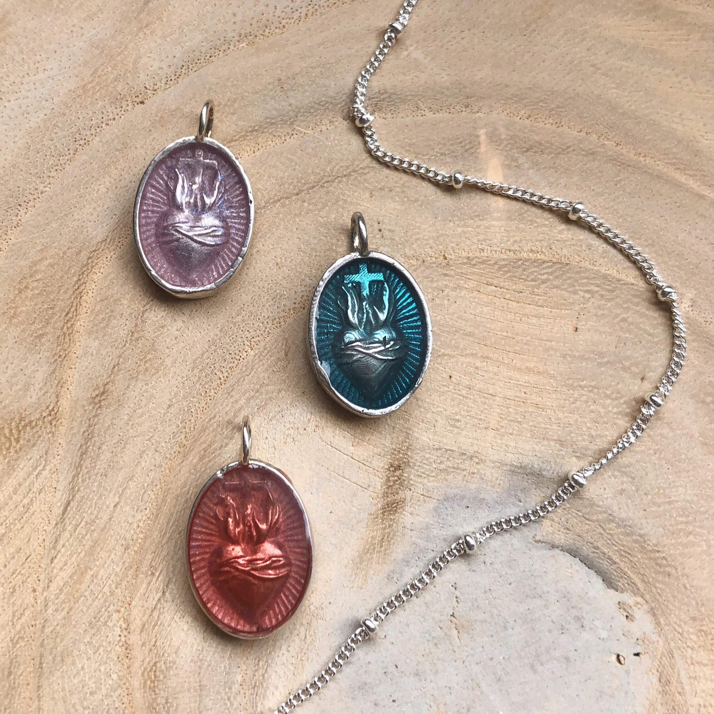 Sterling Silver Sacred Heart of Jesus Unique Catholic Jewelry Telos Art