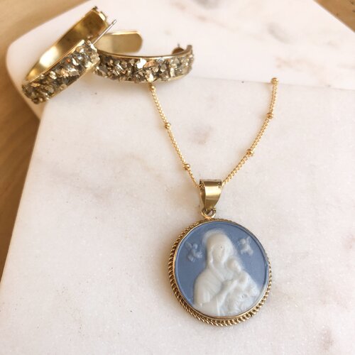 Gold Miraculous Medal Necklace, Swarovski Crystal Accents — Unique Catholic Jewelry - TELOS Art