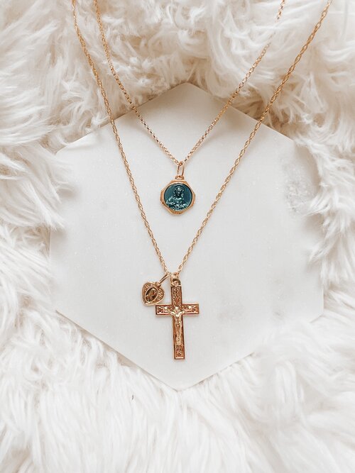 Solid Gold Miraculous Medal Necklace — Unique Catholic Jewelry - TELOS Art