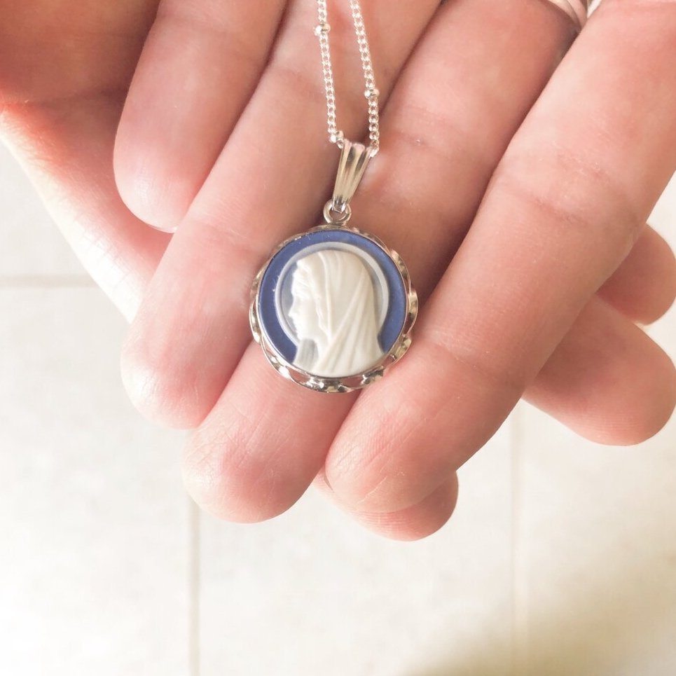 Gold Miraculous Medal Necklace, Swarovski Crystal Accents — Unique Catholic Jewelry - TELOS Art