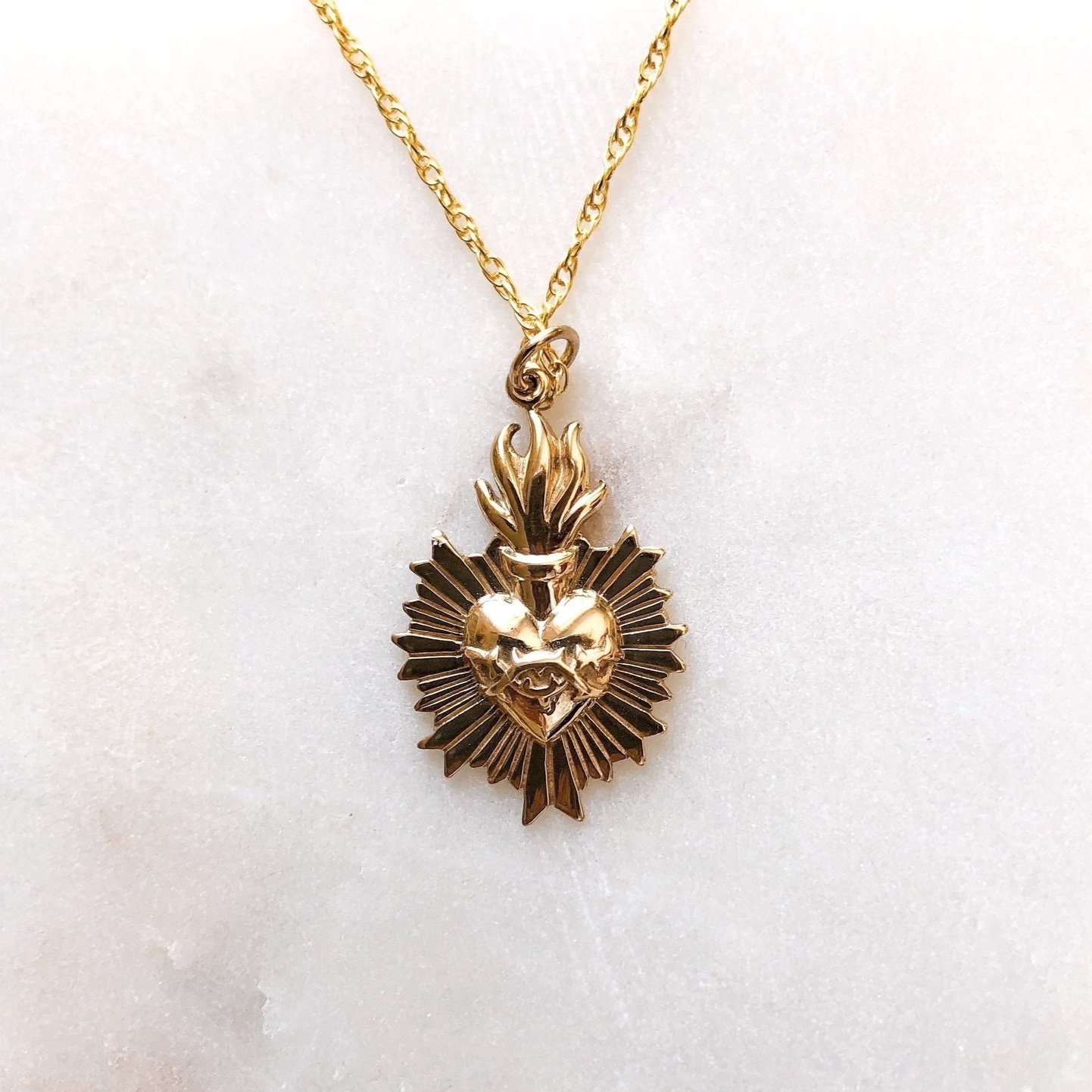 Gold Sacred Heart of Jesus Necklace