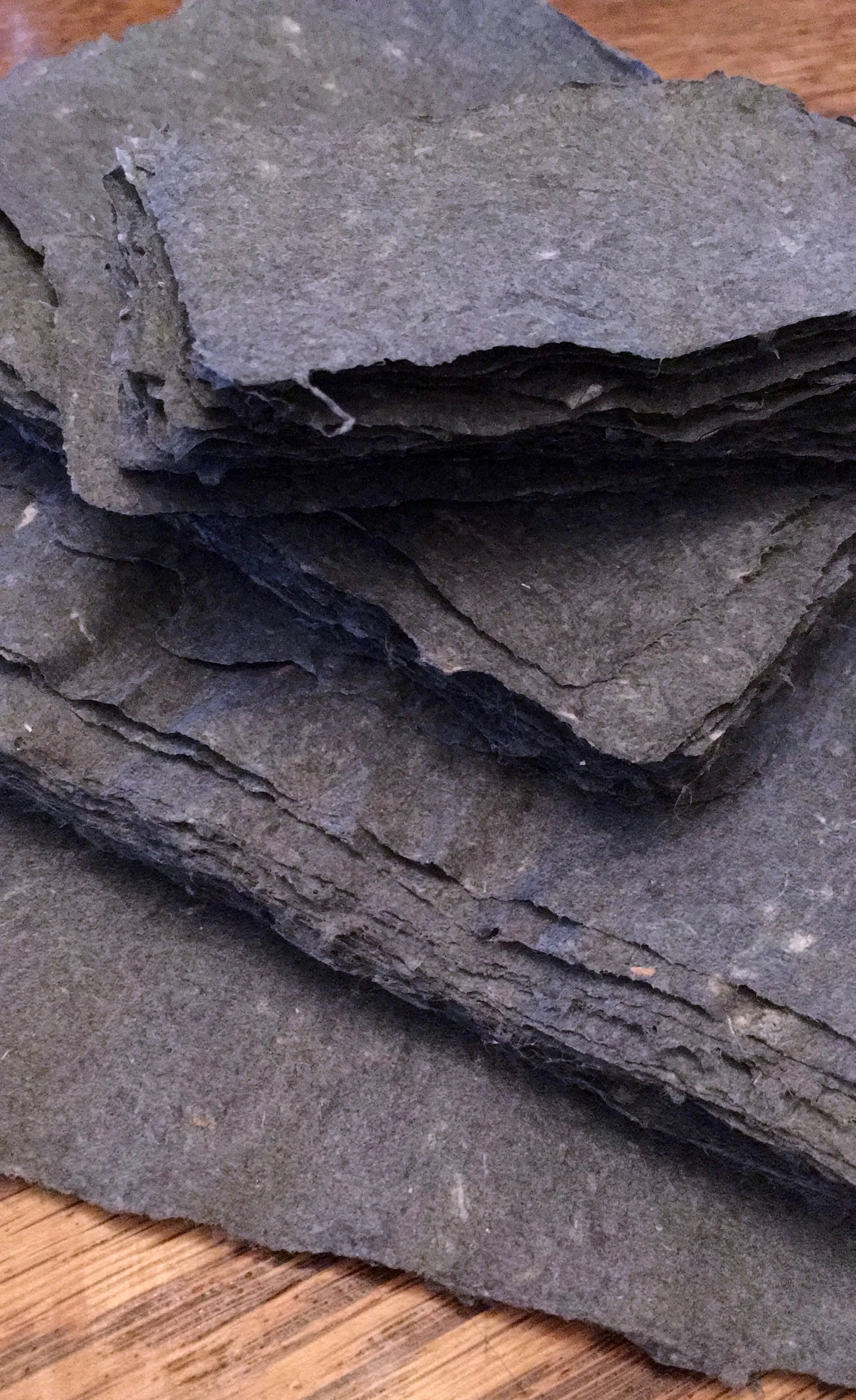 and the last batch of kitchen papermaking, flax with indigo