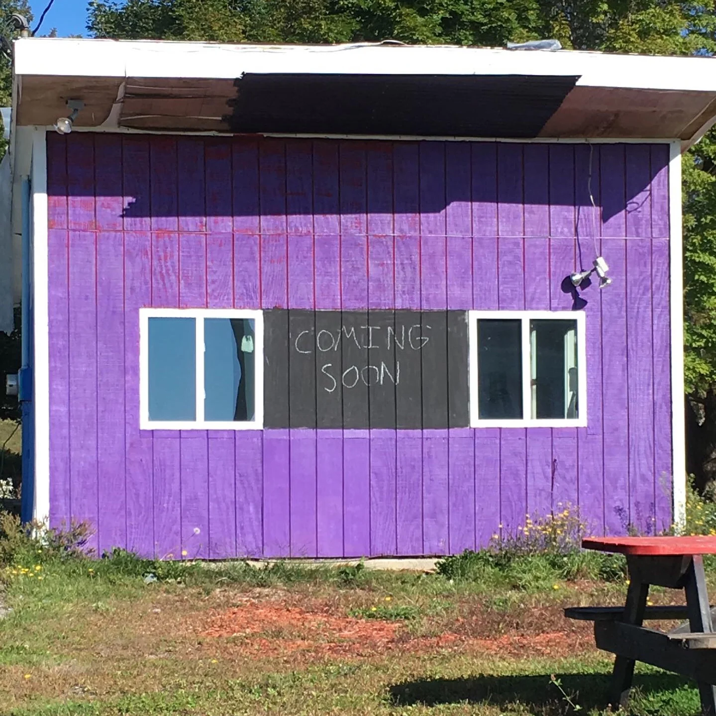 across from the race, an old sign…