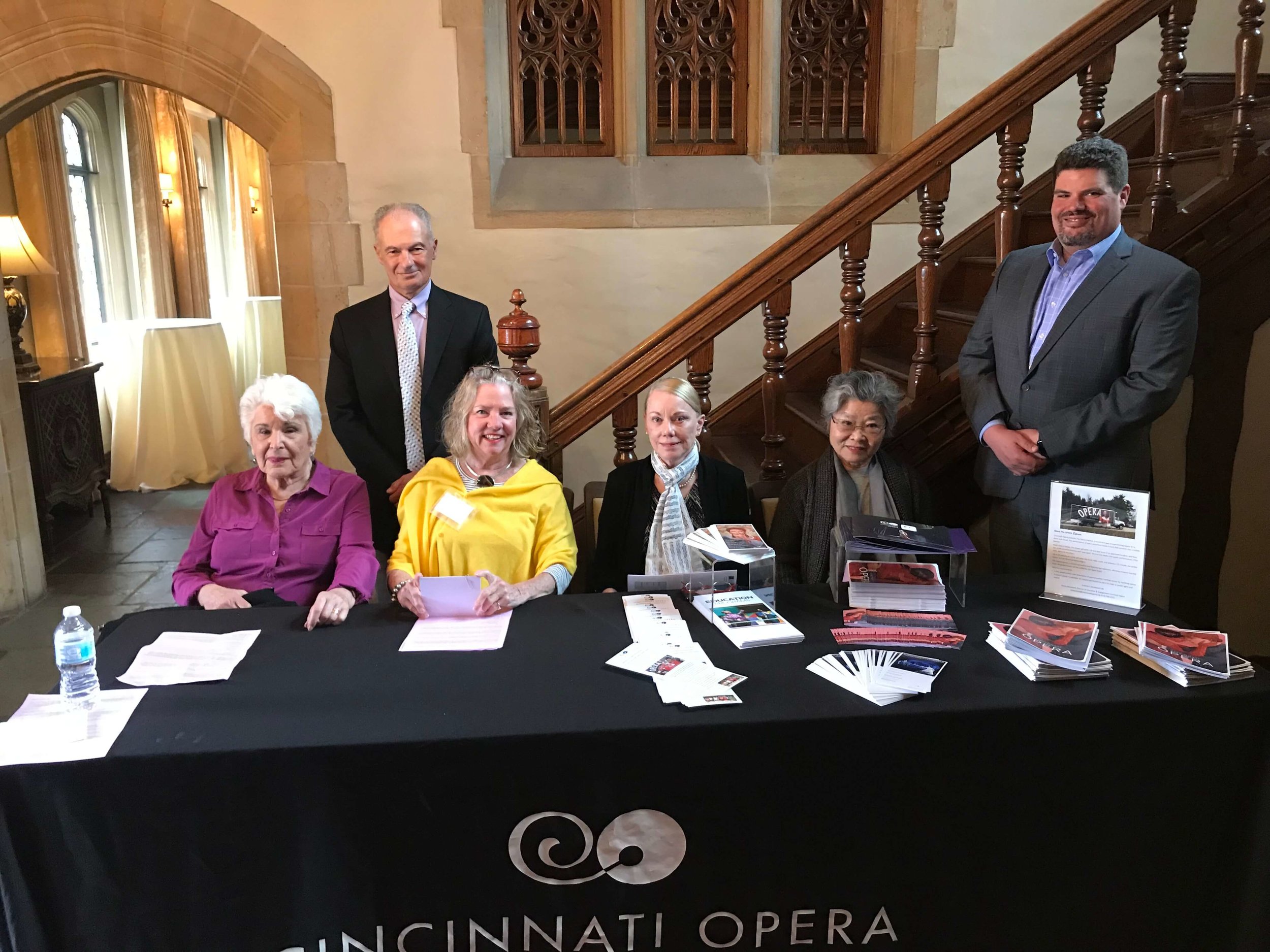  Members of the Cincinnati Opera Guild welcome guests to the  Ariadne auf Naxos  Opera Rap held at Pinecroft at Crosley Estate.     