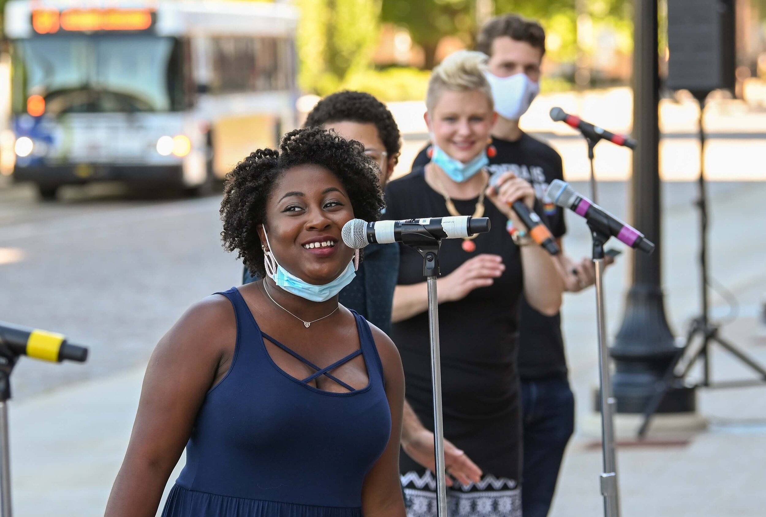  Soprano Victoria Ellington, tenor Avery Bargasse, soprano Daniel Cozart Steele, and bass-baritone Christian Pursell  Photo: Philip Groshong 