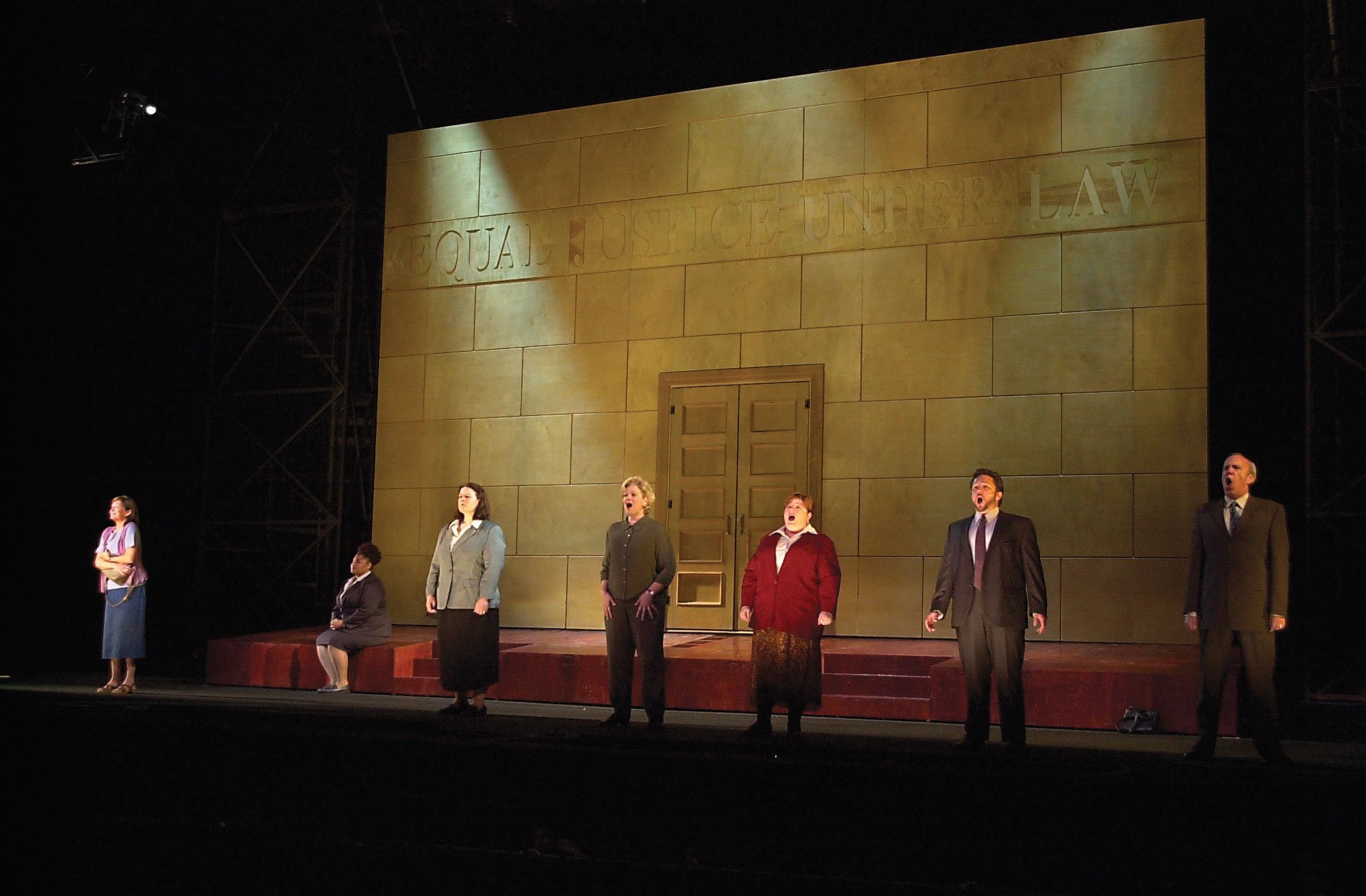  Cincinnati Opera presented Jake Heggie’s  Dead Man Walking  in 2002, based on the life of Sister Helen Prejean. At left is renowned mezzo-soprano Frederica von Stade, who offered a moving portrayal of the mother of a man on Death Row. Photo by Phili