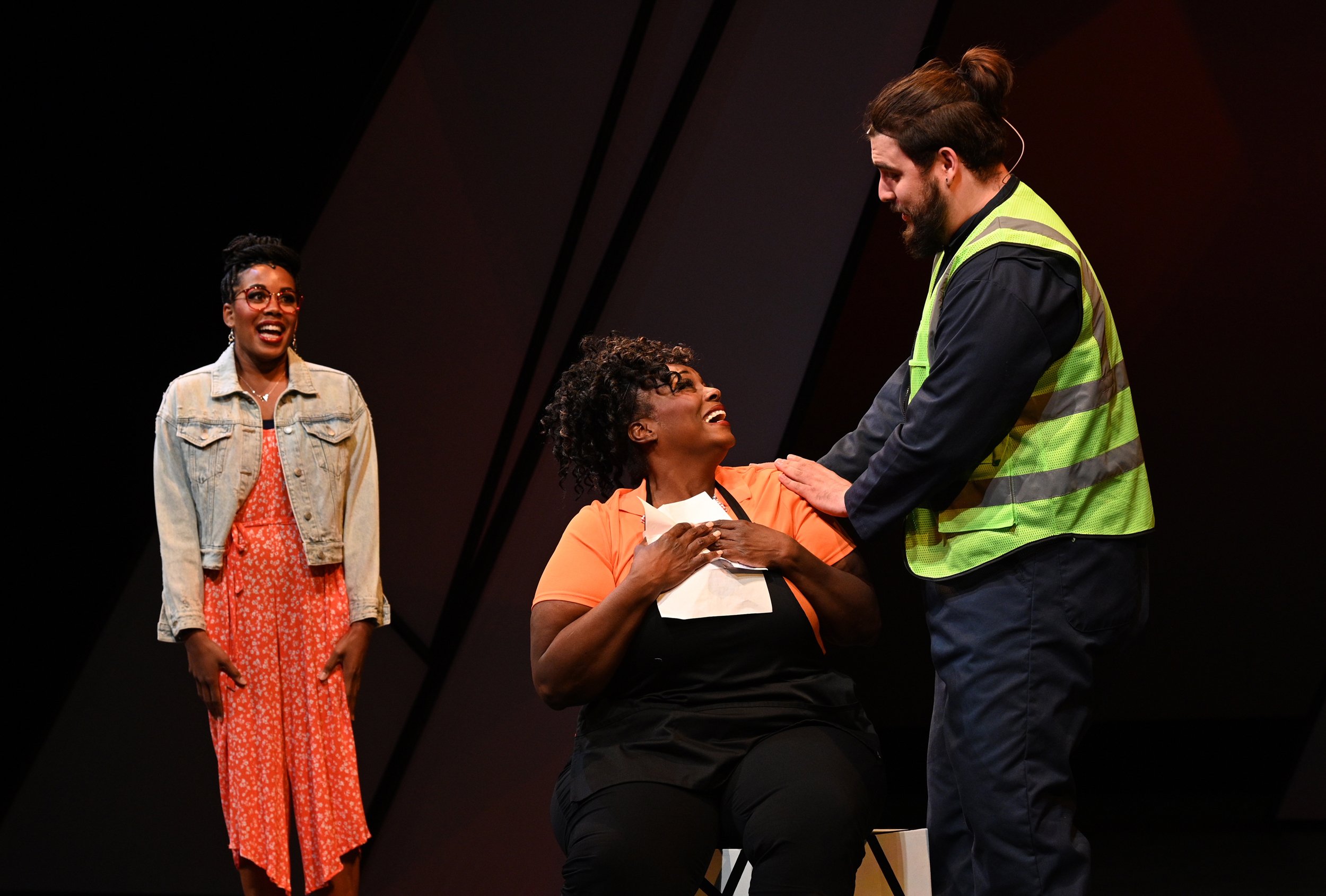  Alicia Russell Tagert as Morgan, Indra Thomas, and Antonio Cruz. Photo by Philip Groshong. 