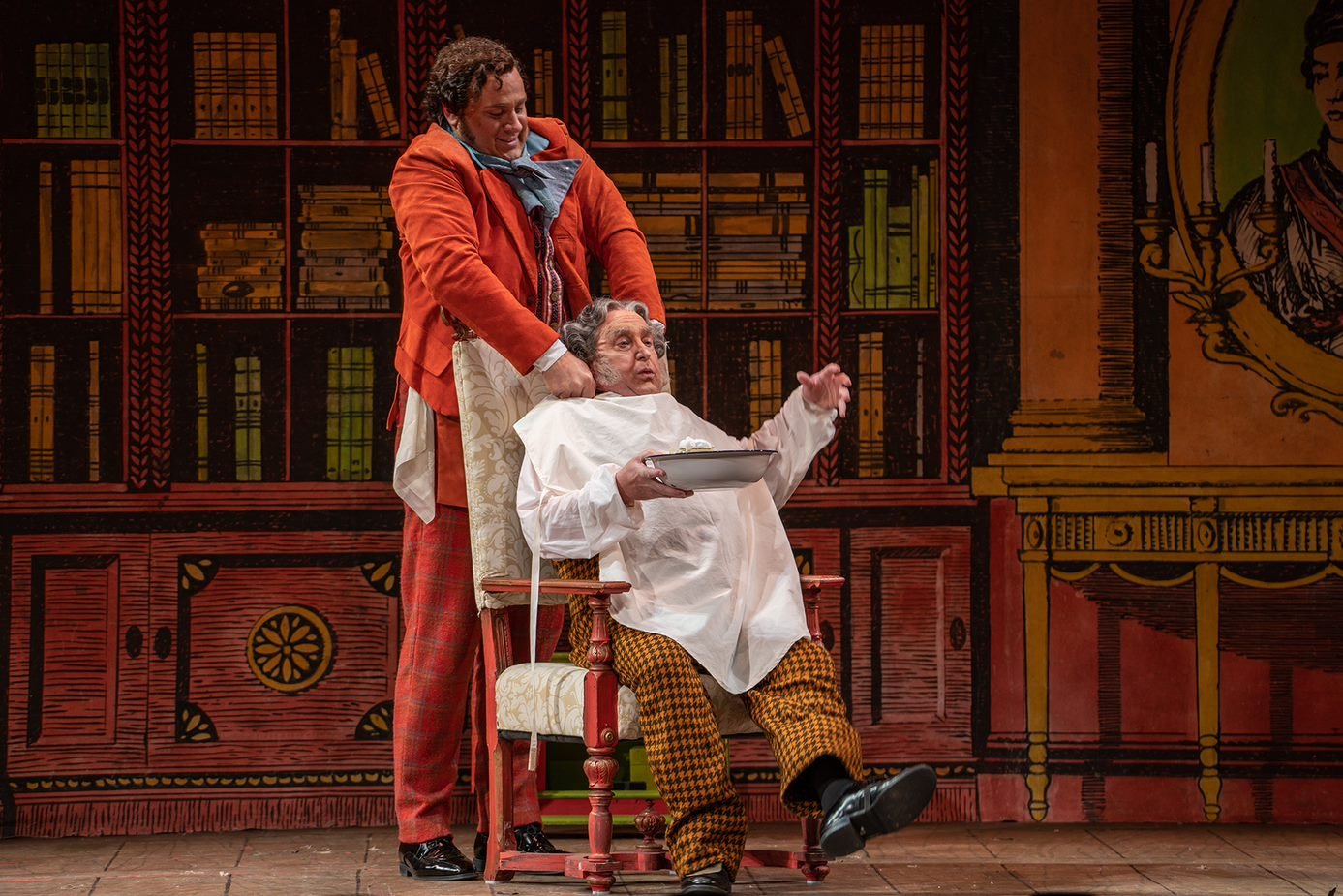 Lucas Meachem as Figaro, Andrew Shore as Dr. Bartolo // Photo by John Grigaitis, courtesy of Detroit Opera 