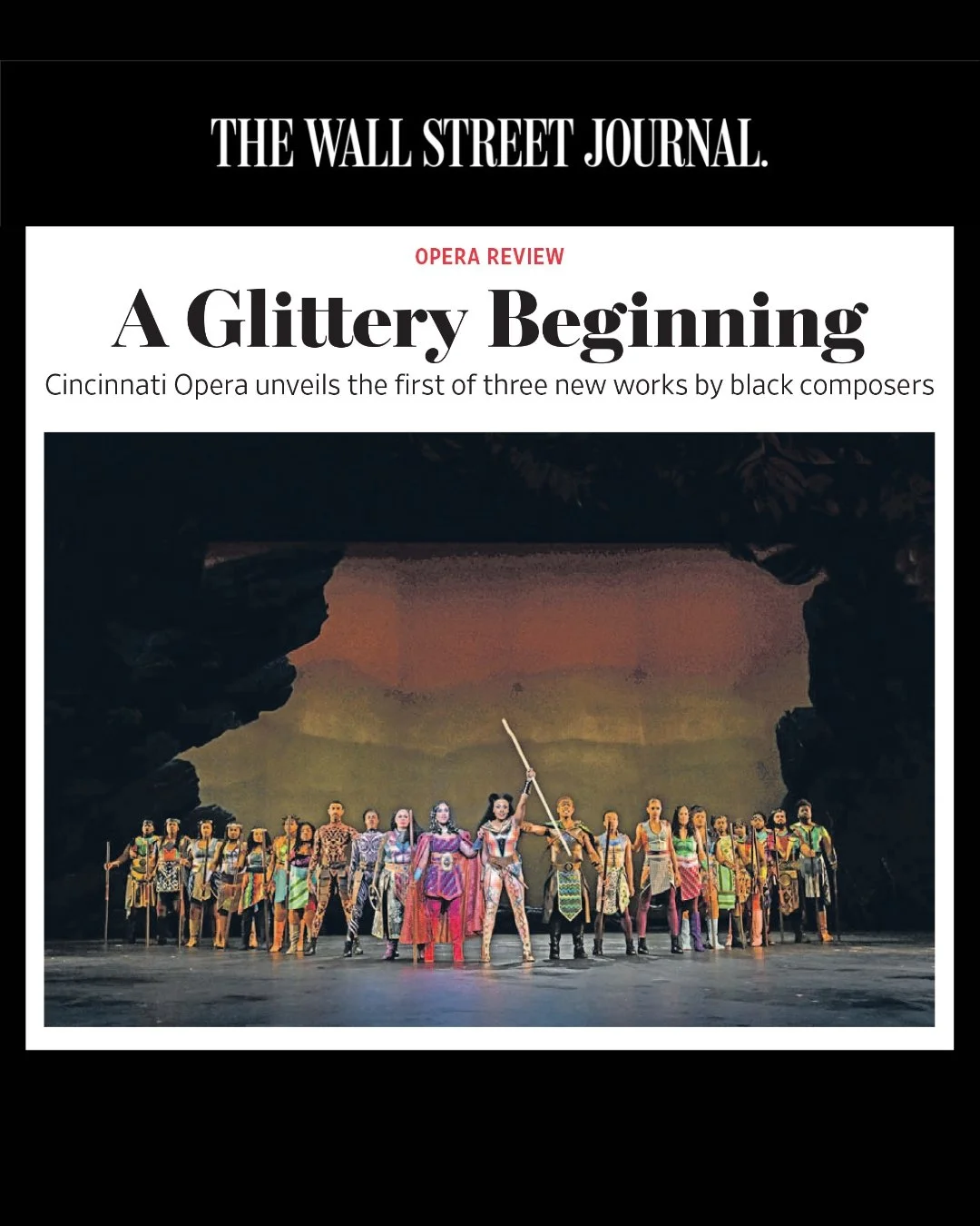 From the @wsj: "Composed by Kevin Day, the Cincinnati Opera&rsquo;s Afrofuturist world premiere is a promising opening to its commissioning initiative." 

Read more at link in bio.

📸 Philip Groshong

#blackoperaproject #lalovavi #cincyart