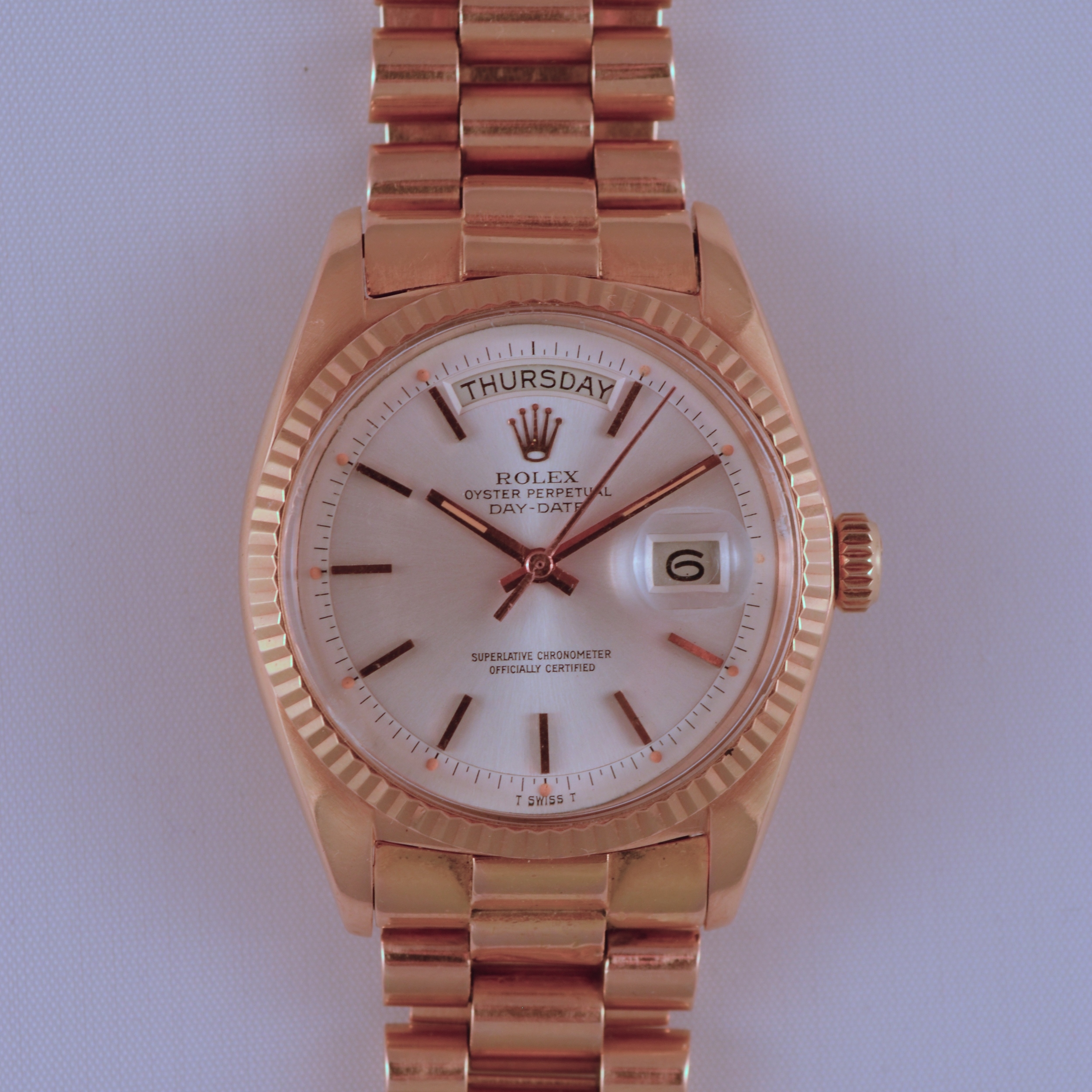 rolex day date pink gold
