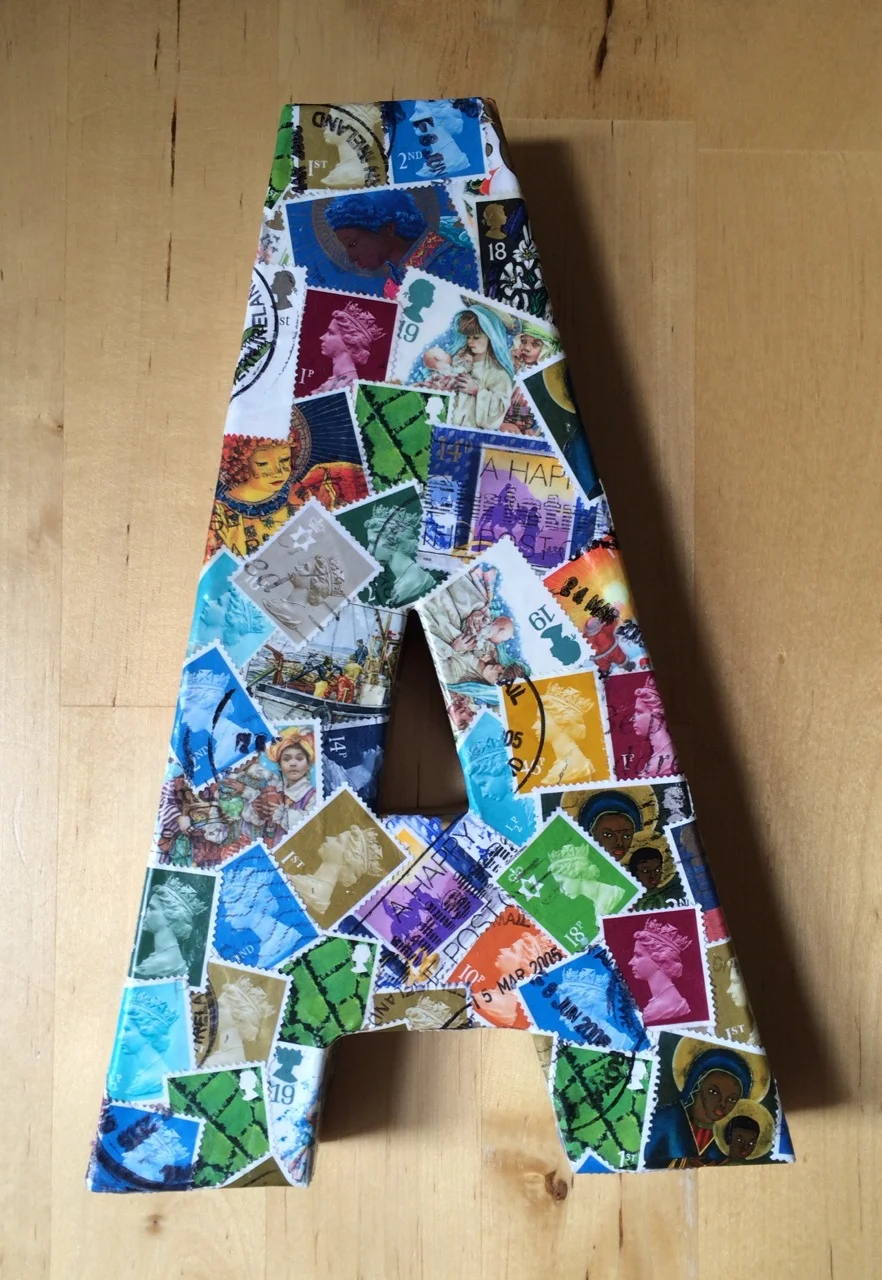 Recycled British Postal Stamps Covered Letter