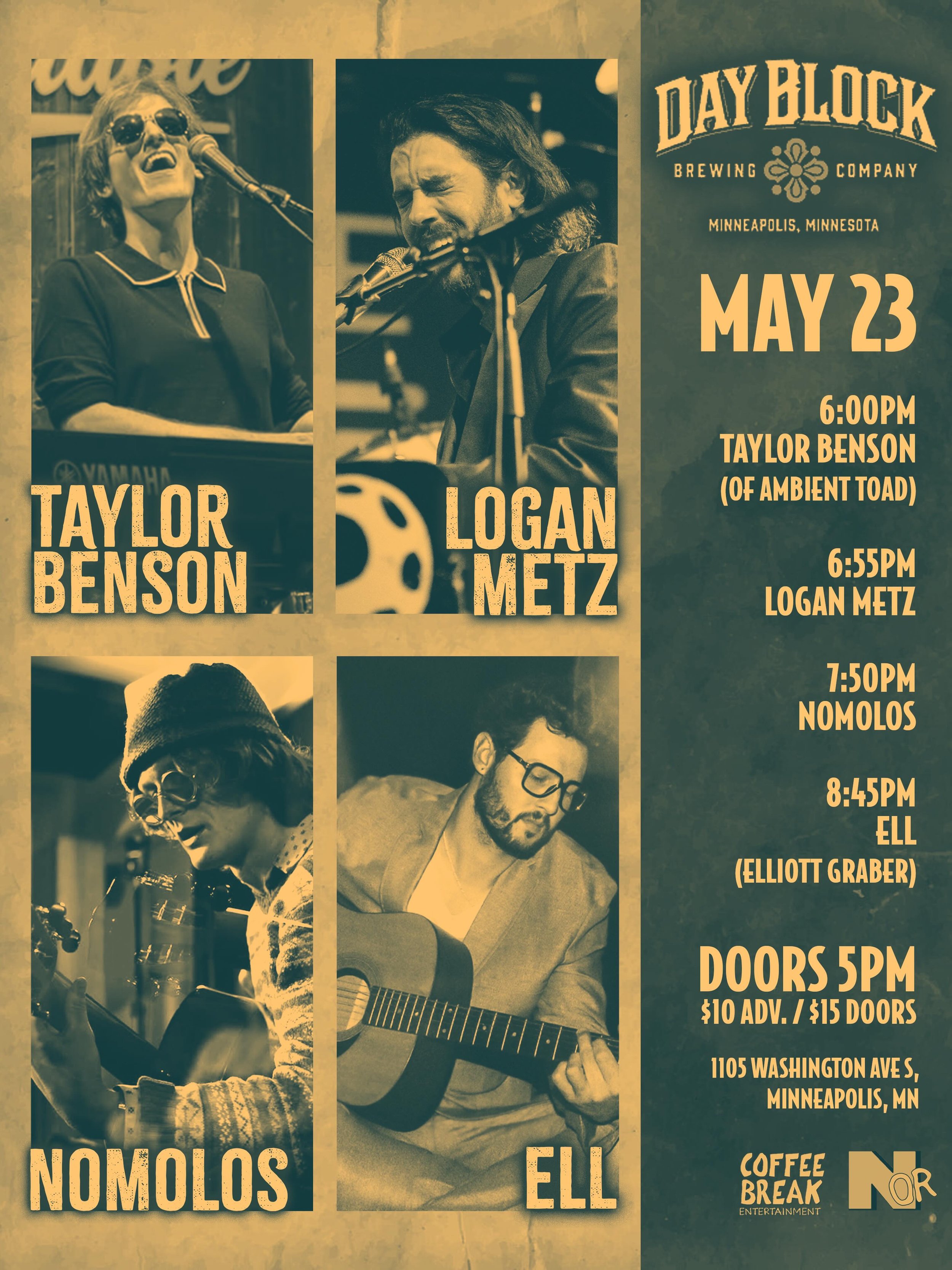 Minneapolis! Killer show coming up at @dayblockbrewing with @toadthetaylor @nomolos__ and @ellsongs.official 

Be there or else you&rsquo;ll be elsewhere.

@coffeebreakentertainment @northstaroriginalrevue