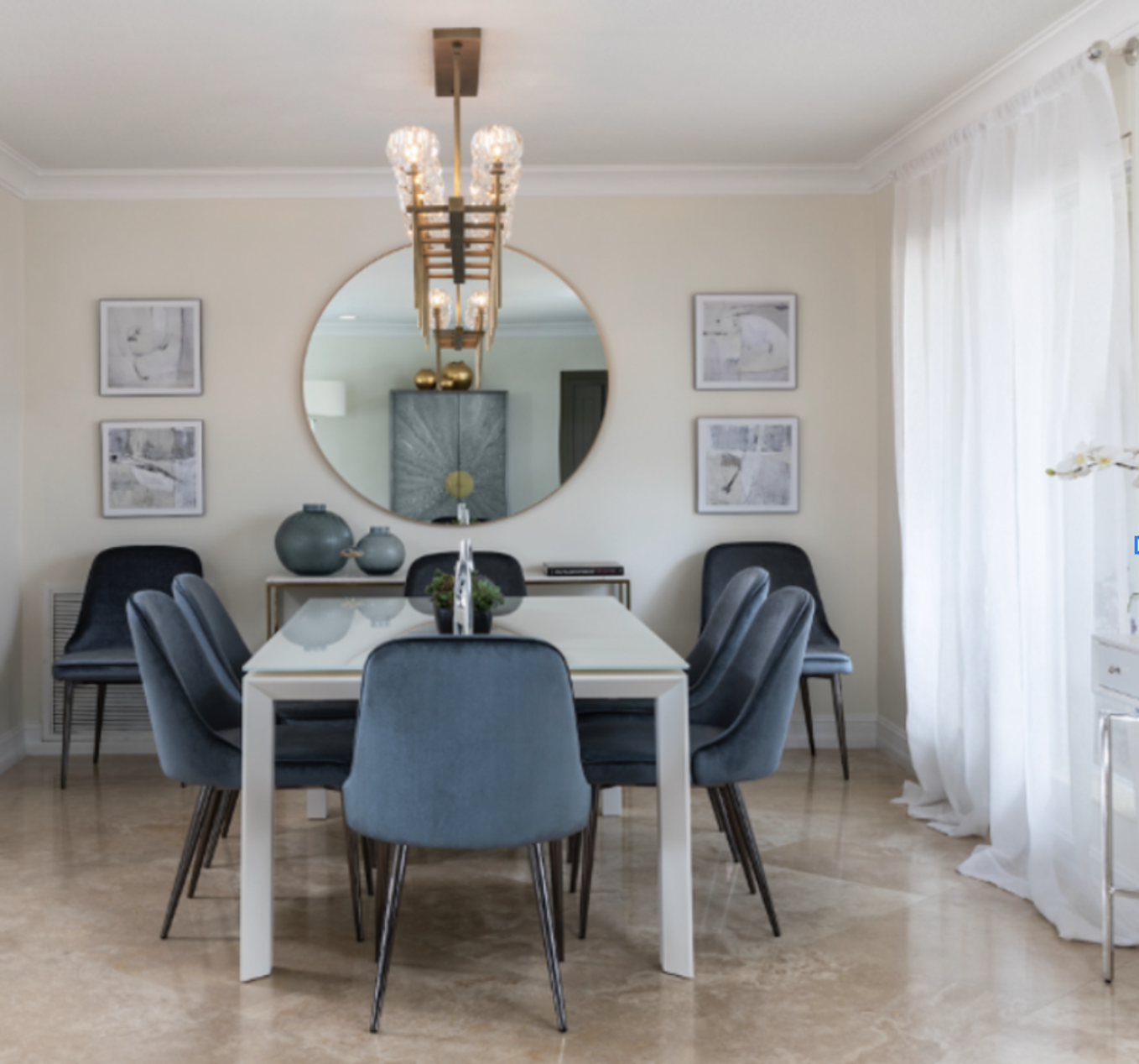 Small but dynamic dining room after remodel in North Miami ranch home