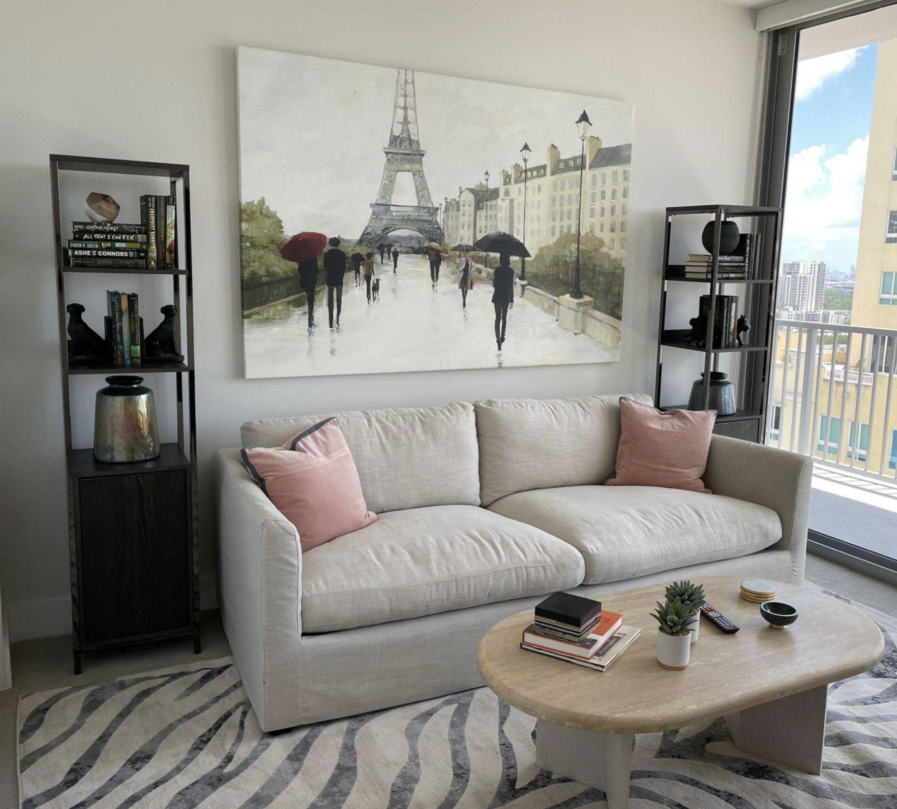 Coral Gables senior living penthouse interior design with contemporary furnishings and turnkey household items