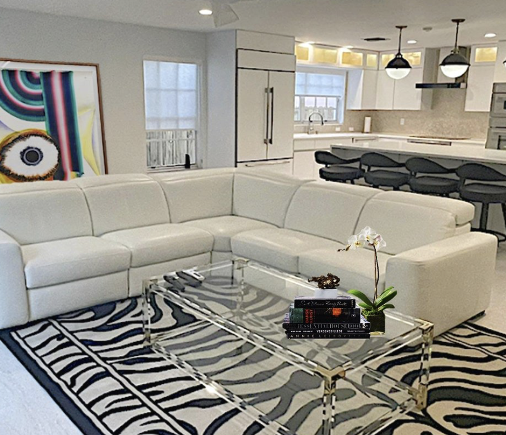 Modern open family room interior design transformation in Coconut Grove Miami residence