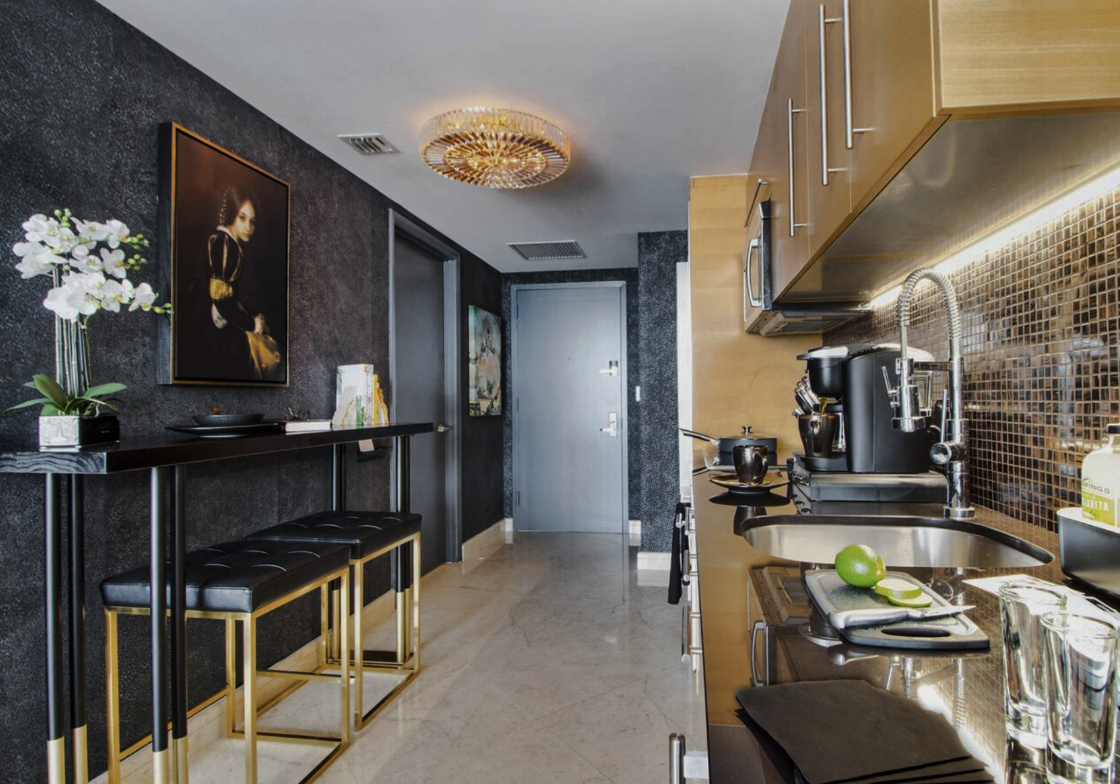 Kitchen remodel for Airbnb interior design at Icon Brickell Miami