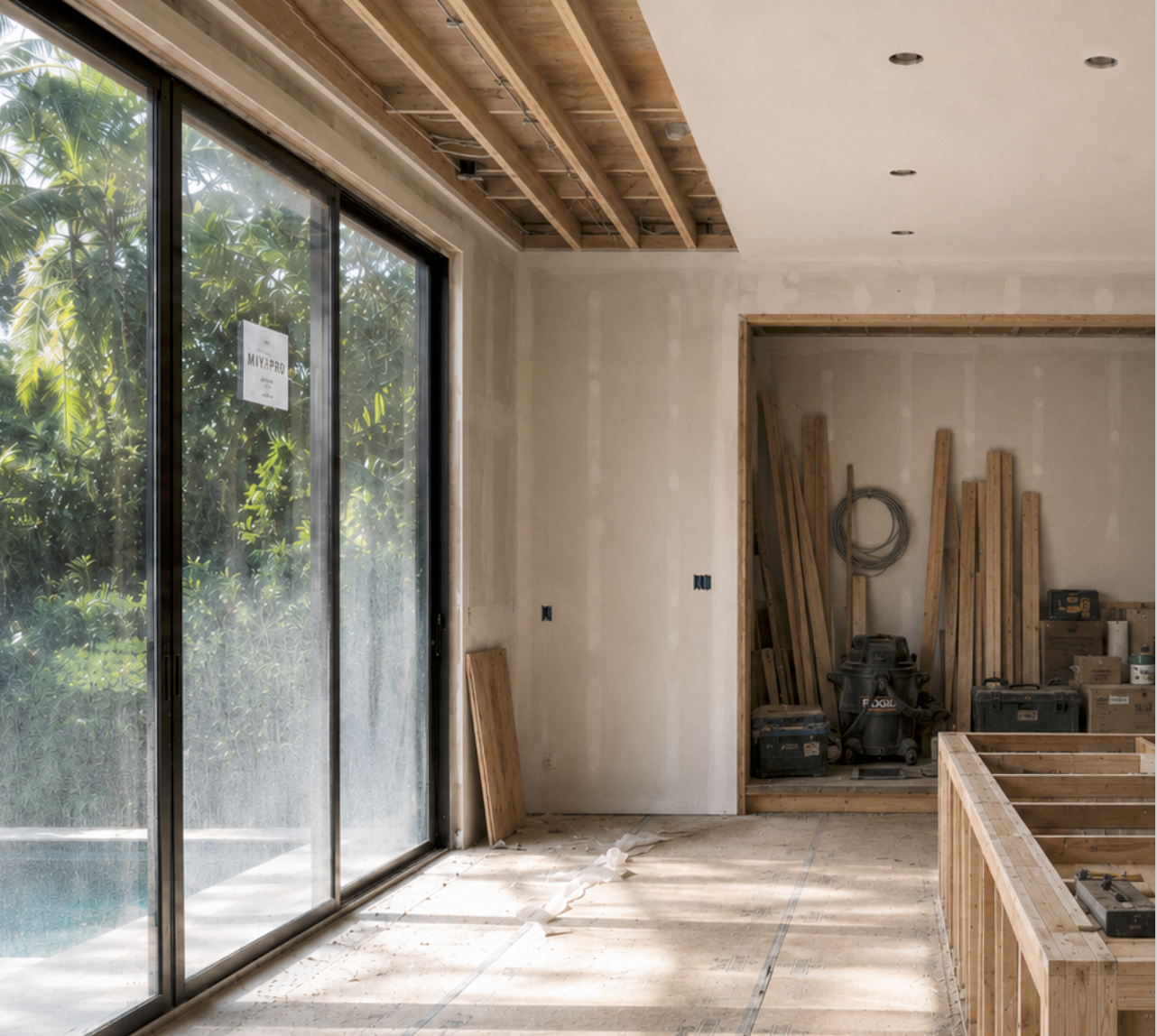 Existing kitchen interior during remodeling before the new space plan and finish installation