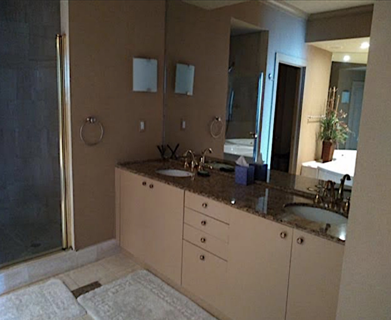 Master bathroom before remodel in South of Fifth Miami Beach penthouse