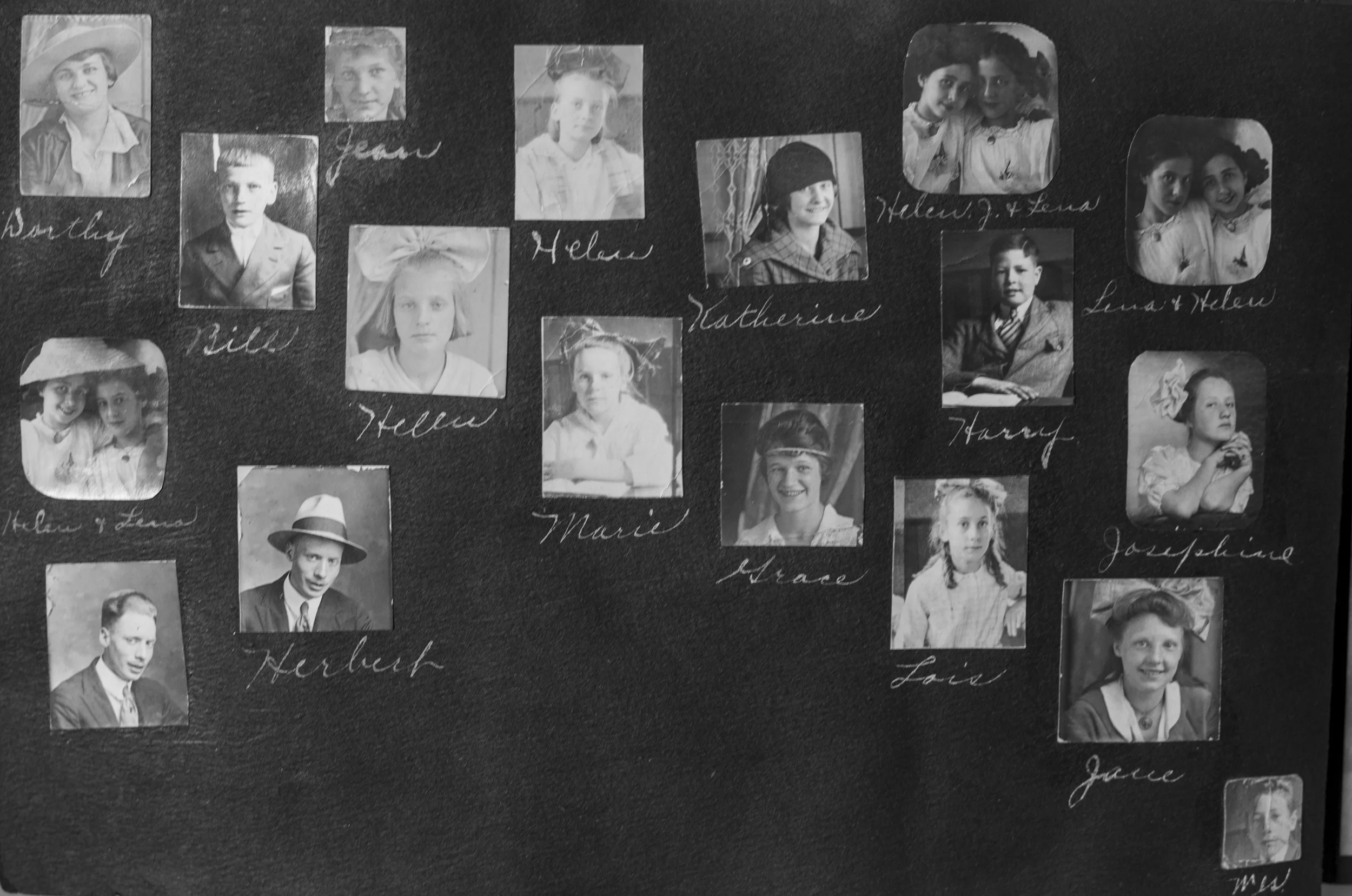  A page of family and friends in Great Aunt Gwen's scrapbook. 