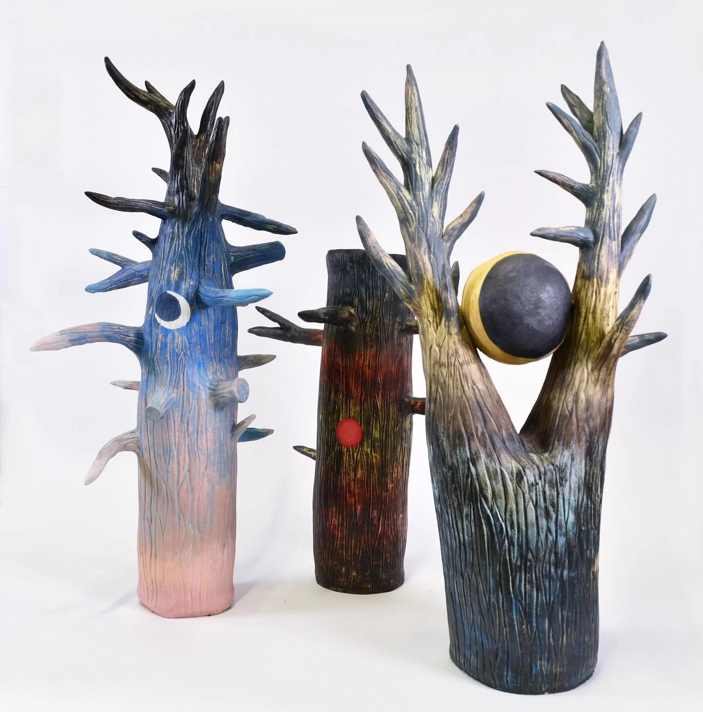 WILD THING @caldbeckgallery continues on view through October 18th 🌑🩸🌖🏮🪾🌌🌙

This quartet of stoneware trees comes from my on-going series PITCH:

Inspired by the many dead and bare trees seen while driving up and down the highways of the North