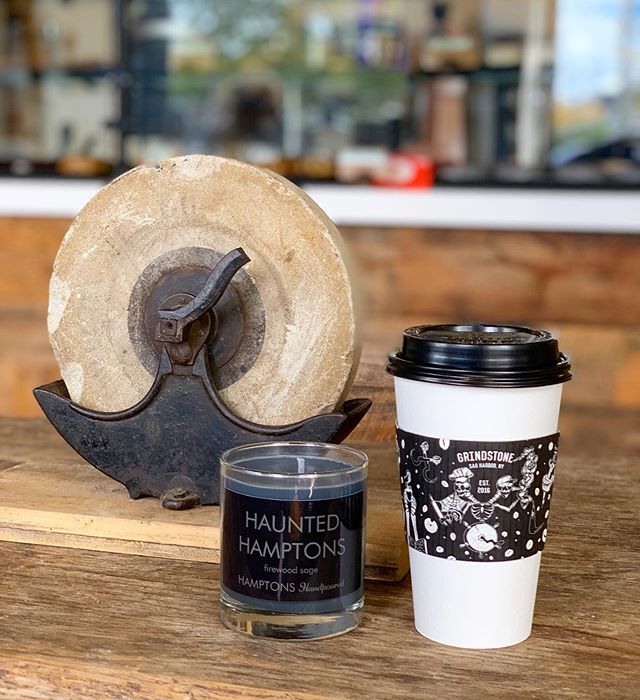 Only 10 days till Halloween!! 🎃 Did you get your #HauntedHamptonsCandle yet? Available at @grindstonecoffeeanddonuts in #SagHarbor &amp; @fowlersgardencenter in #Southampton 🖤🖤🖤 Out of town? Grab one online at www.HamptonsHandpoured.com 📸: @clas