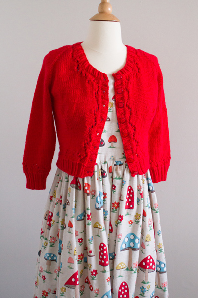 I like wearing cardigans with the front open (so that I can show off the print of the dress more!)