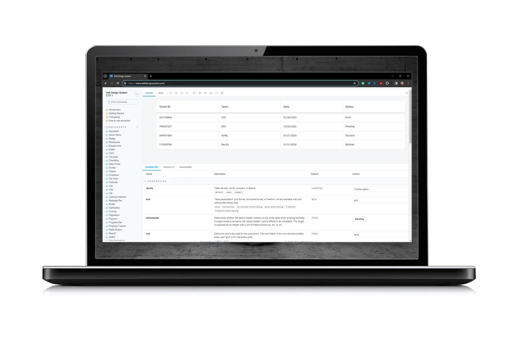 Dell Design Systems - Developer's Component Details
