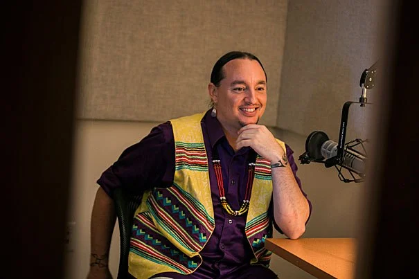 Marcus Briggs-Cloud is an indigenous Maskoke person and language preservationist. Photo by Stephanie Mitchell/Harvard