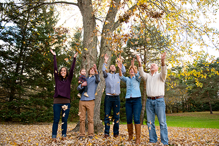 Who doesn't love playing in the leaves during a photo shoot?