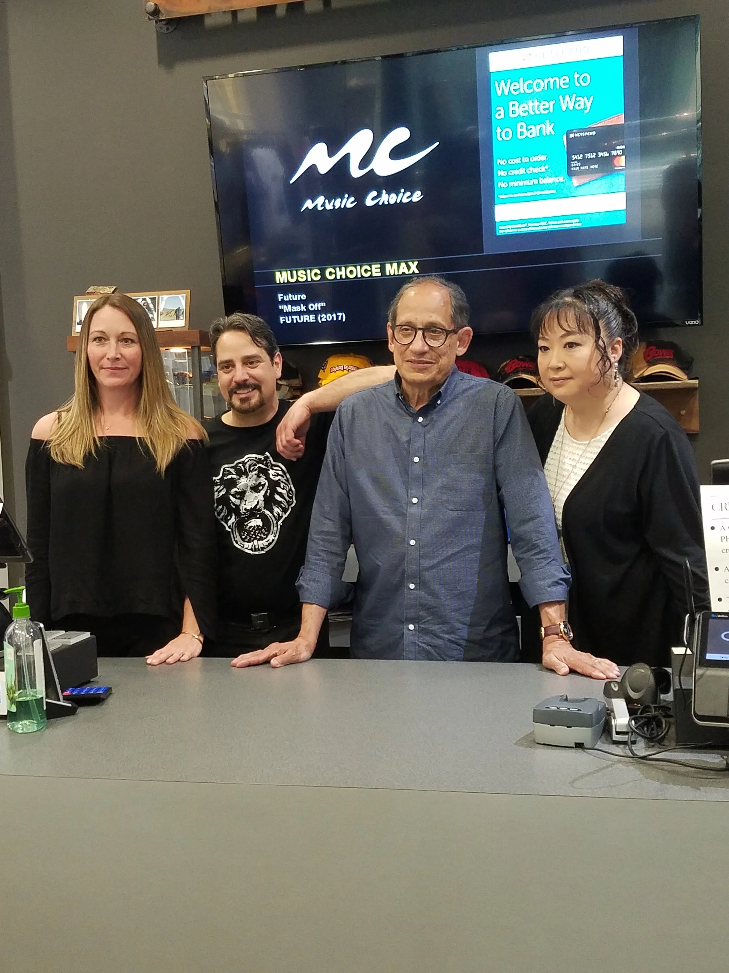 Shannon, Joe and his partner at 4MEN Mike Alpert, and social media director, Harumie